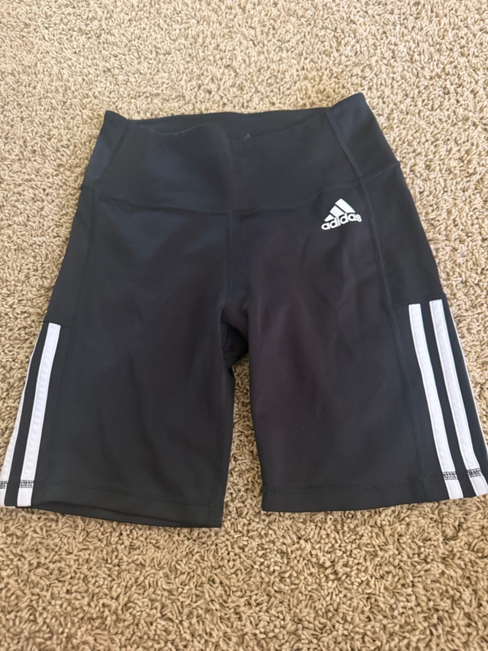 Adidas Women’s Black Athletic Shorts with White Stripe